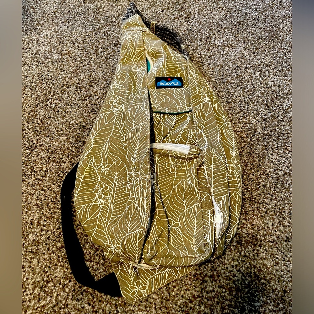 Kavu Rope Sling Bag Brown Leaves